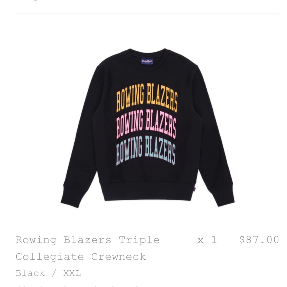 Rowing Blazers Triple Collegiate Crewneck Size XXL
